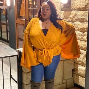 BooHoo Plus Size Long Sleeve Blouse
